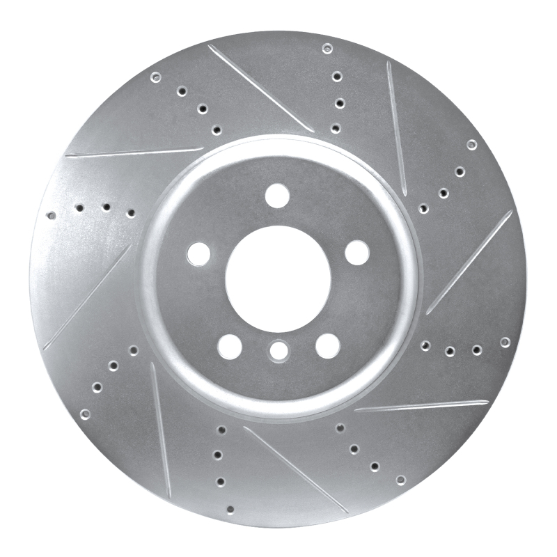 BMW 750I Brake Rotor (1) - Right Front - R1 Concepts - Drilled & Slotted - Silver - `09-`17